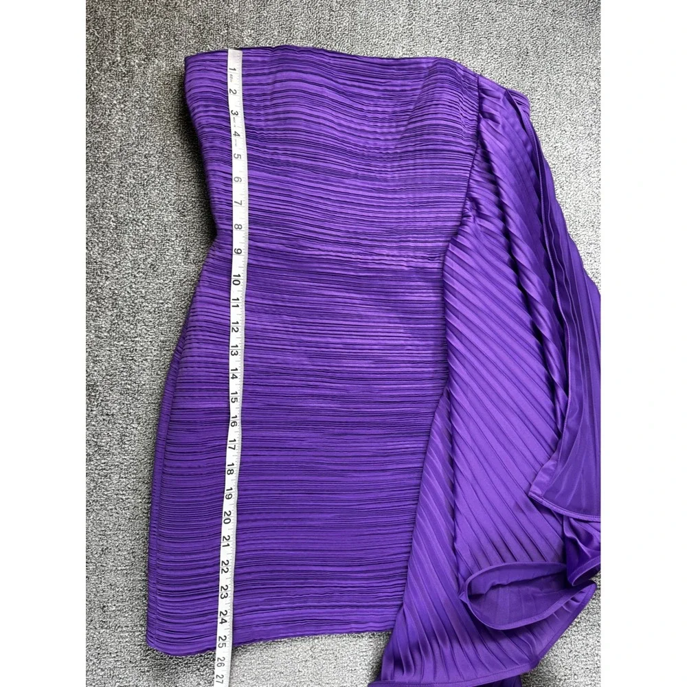 AMUR Dress Womens 4 Purple Kayleigh Mini Strapless Pleated‎ Side Ruffle